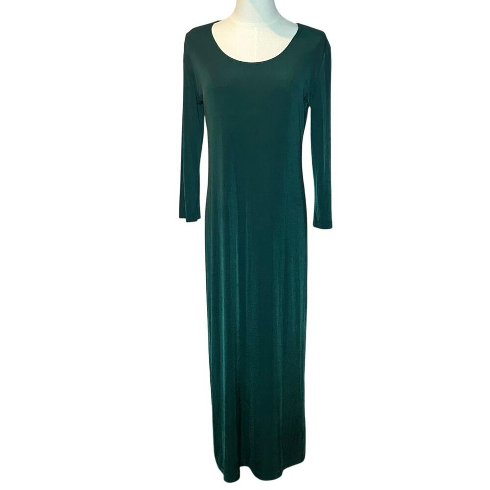 NWT VTG Slinky Brand Maxi Dress Green Long Sleeve Acetate Mod Retro Small USA